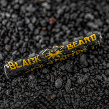 Black Beard | Weather-proof Fire Starters single on back rock backdrop