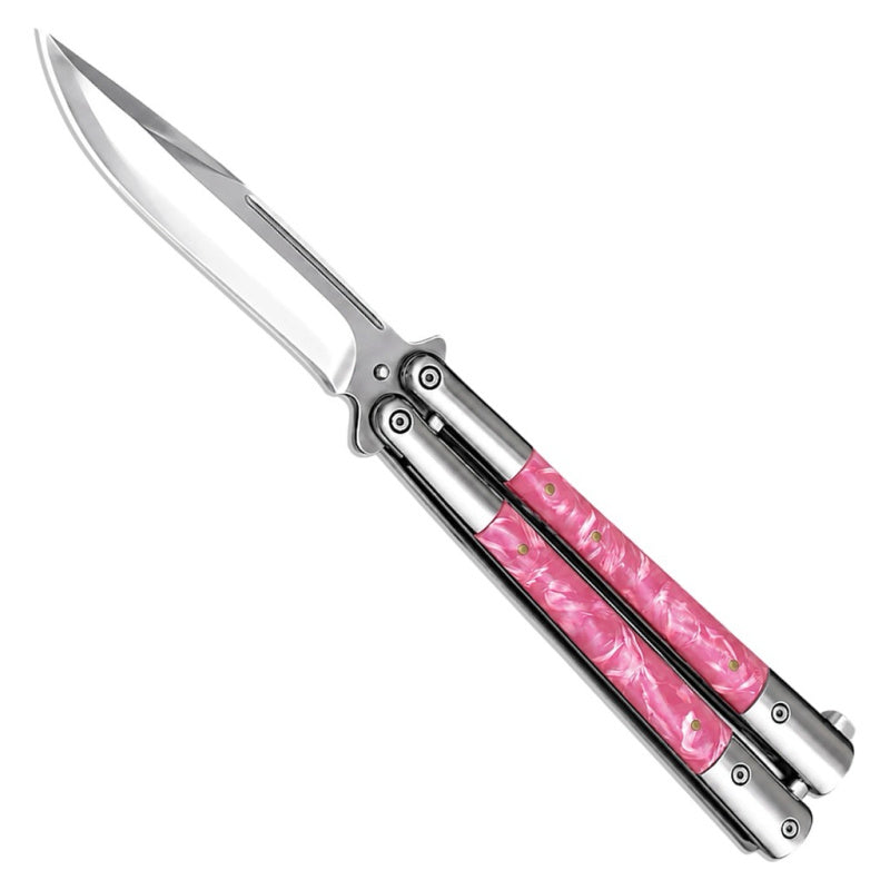 Camera Ready Pink Marble Balisong Butterfly Knife