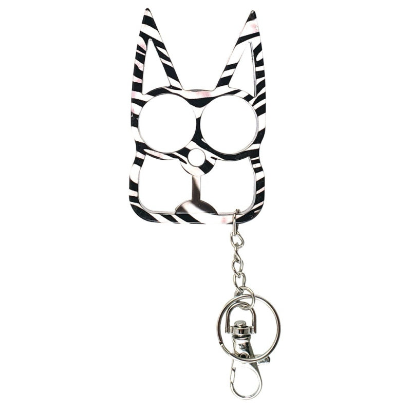 Cat Defense EDC Key Chain Solid Steel in Zebra