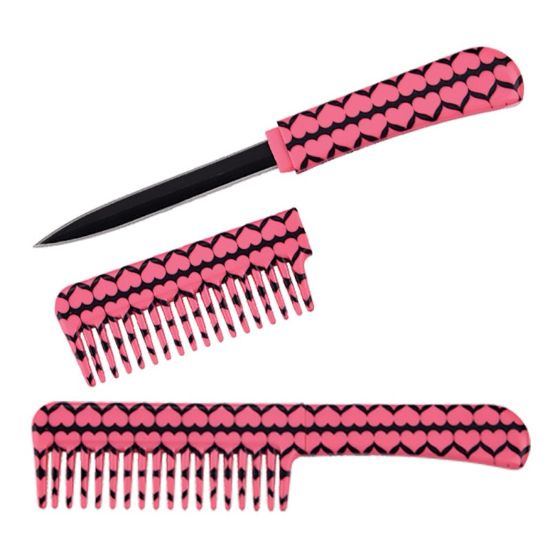 Concealed Knife Comb Pink Hearts