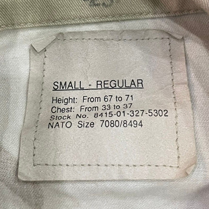 Sizing Tag – U.S. Military Desert BDU Jacket