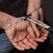 Disposable nylon handcuffs – lightweight emergency restraints for citizen’s arrest and EDC in use. 
