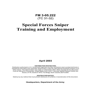 FM 3-05.222 | Special Forces Sniper Training  Field Manual FREE Download 