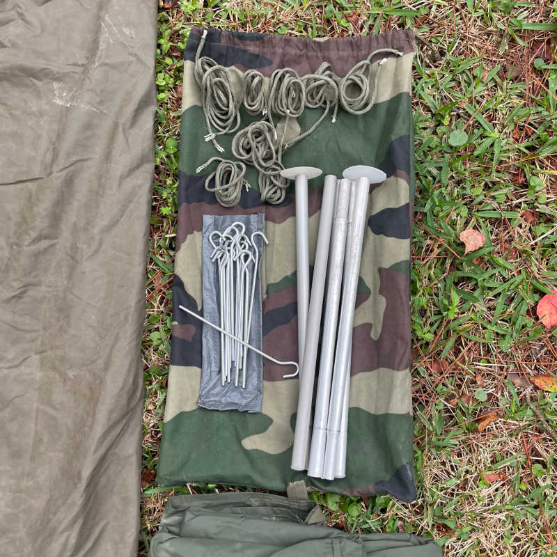 French F1 Commando Canvas Military Surplus Tent pieces