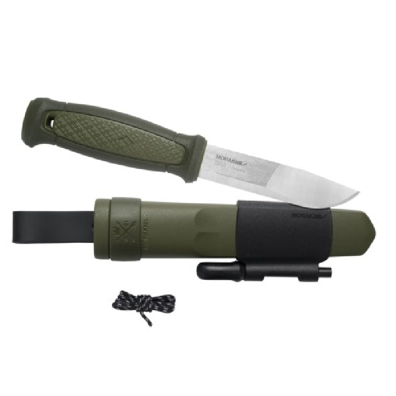 Morakniv Kansbol with Survival Kit stainless steel outdoor knife with sheath fire starter sharpener and reflective paracord for bushcraft and survival