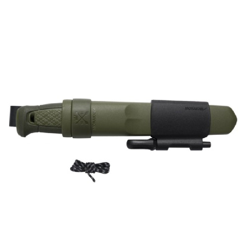 Morakniv Kansbol with Survival Kit stainless steel outdoor knife with sheath fire starter sharpener and reflective paracord for bushcraft and survival fornt side knife in sheath