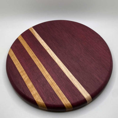 Off-Trayals Cutting Board Made of Exotic Purple Heart and American Hickory Wood 7.25" Round