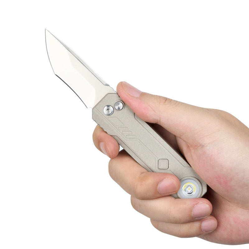 OKnife LK EDC Flashlight Knife Combo Closed in hand 