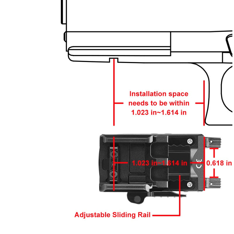 Olight Baldr RL Mini Tactical Weapon Light With Red Laser weapon fitment specs