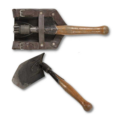 Romanian Folding Shovel with cover locked in 2 different set ups