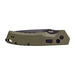 TEKTO A3 DELTA AUTOMATIC EDC KNIFE FULL SIZE G10 OD GREEN HANDLE WITH BLACK D2 TITANIUM COATED BLADE CLOSED WITH SAFETY 