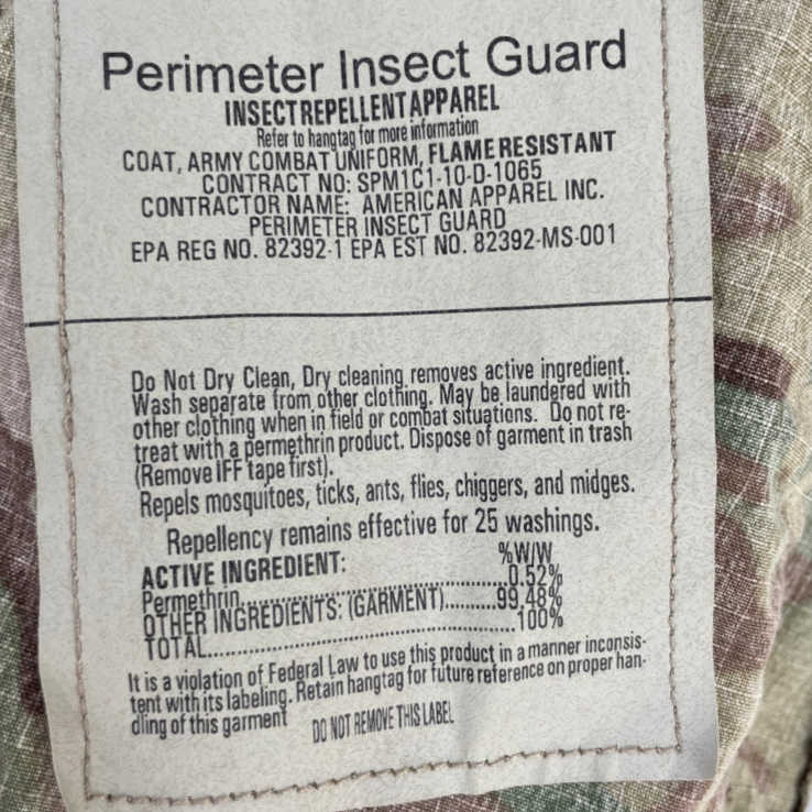 OCP Combat Uniform Shit Insect guard label