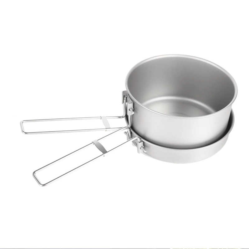 Titanium Camping Cookware Set - 1600ml/54.1 fl  long tough handles