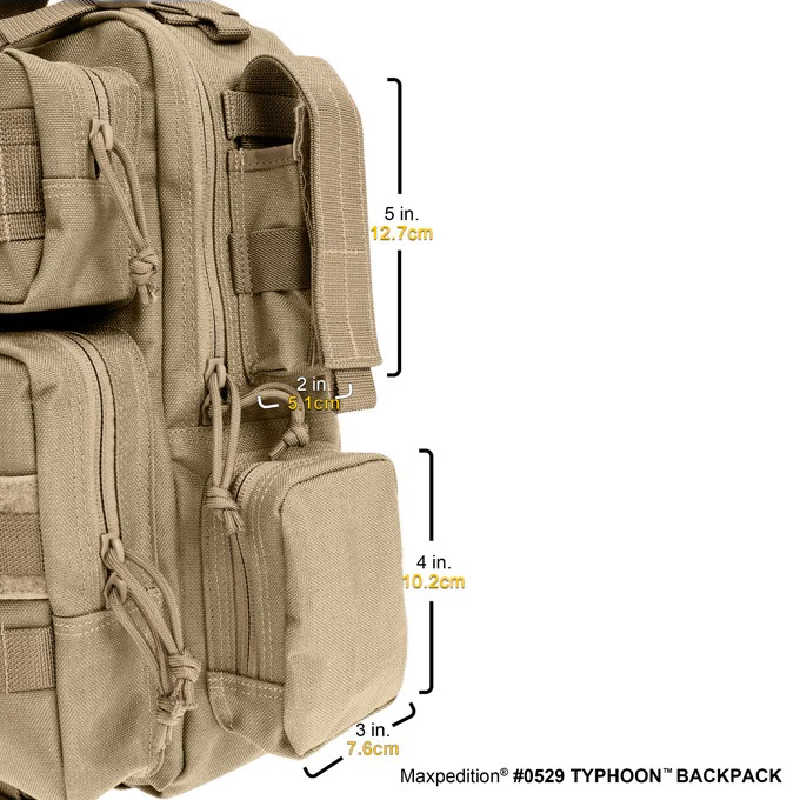 Maxpedition | TYPHOON side pocket dimensions